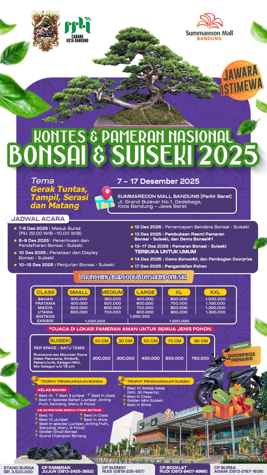 Pameran Nasional Bonsai & Suiseki 2025 Digelar di Summarecon Mall Bandung